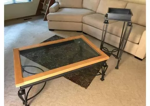 "REDUCED" Rod Iron Coffee Table/Lamp Table